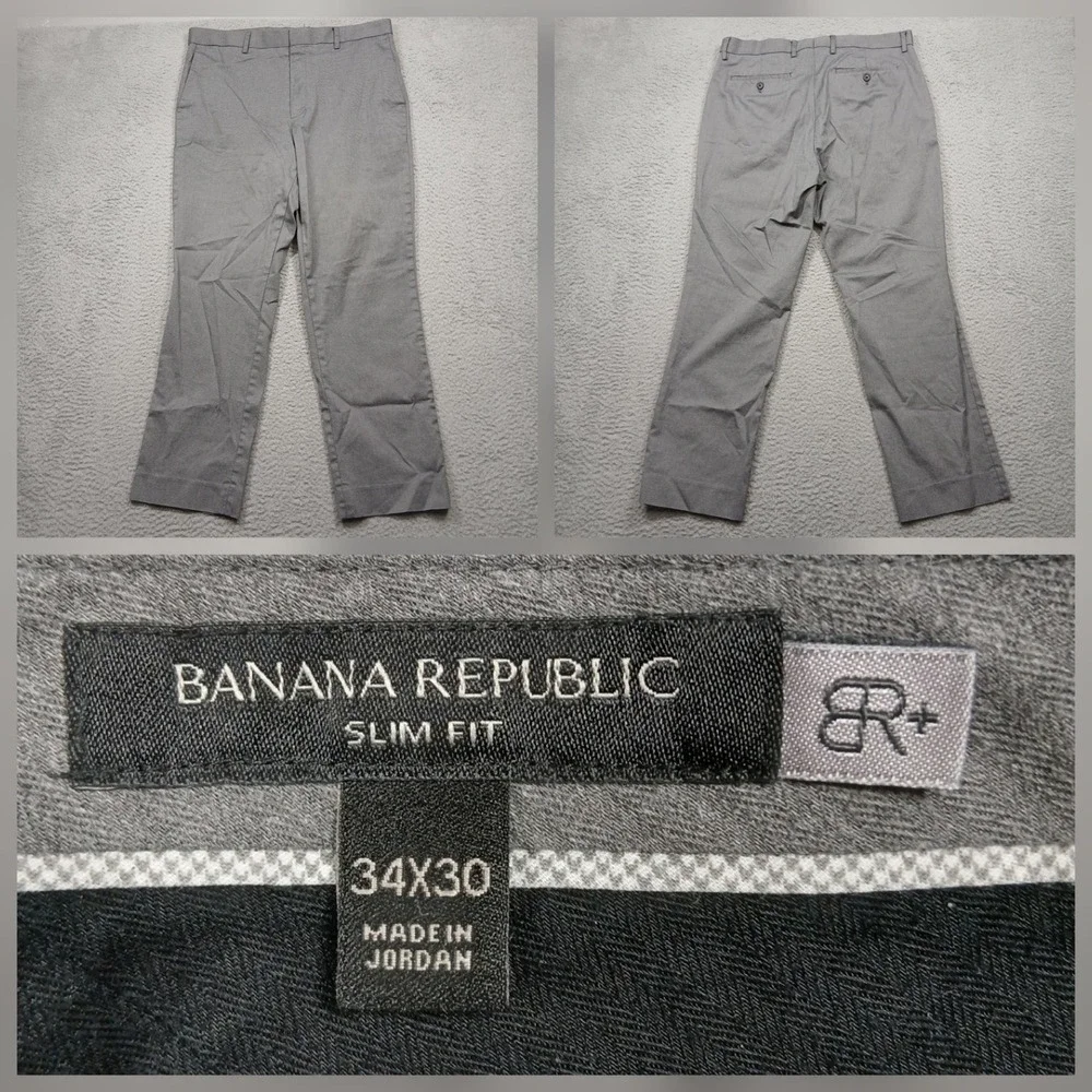 Banana Republic Mens 34x30 Slim Fit Chino Pants Gray‎